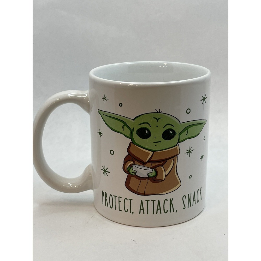 Baby Yoda 12oz Coffee Mug ~PROTECT, ATTACK, SNACK~ Double sided